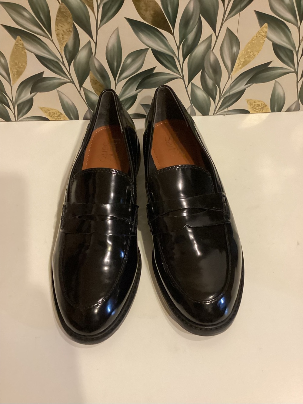 Franco Sarto Black Patent Leather Women's Penny Loafers